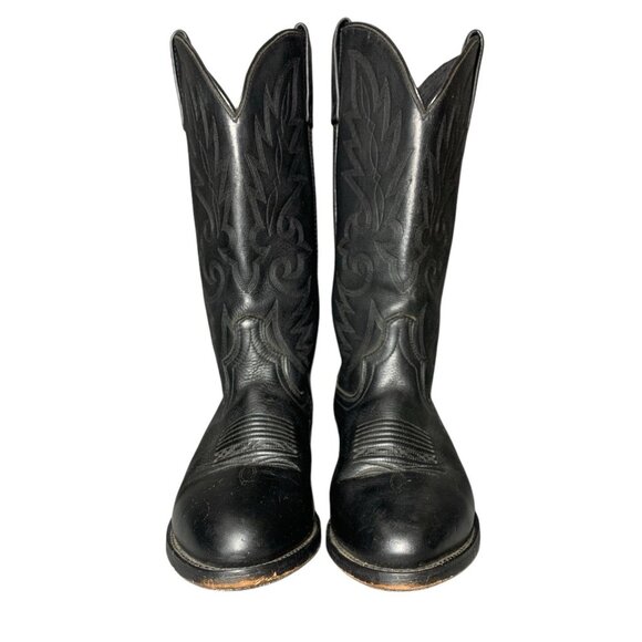 Santa Fe Boot Co. Men's Size 10 D Black Leather Pull On Cowboy Western Boots - Picture 1 of 9